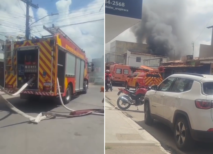 Um incêndio atingiu um estabelecimento comercial na tarde desta quarta-feira (26), no bairro Alto do Cruzeiro, em Arapiraca.