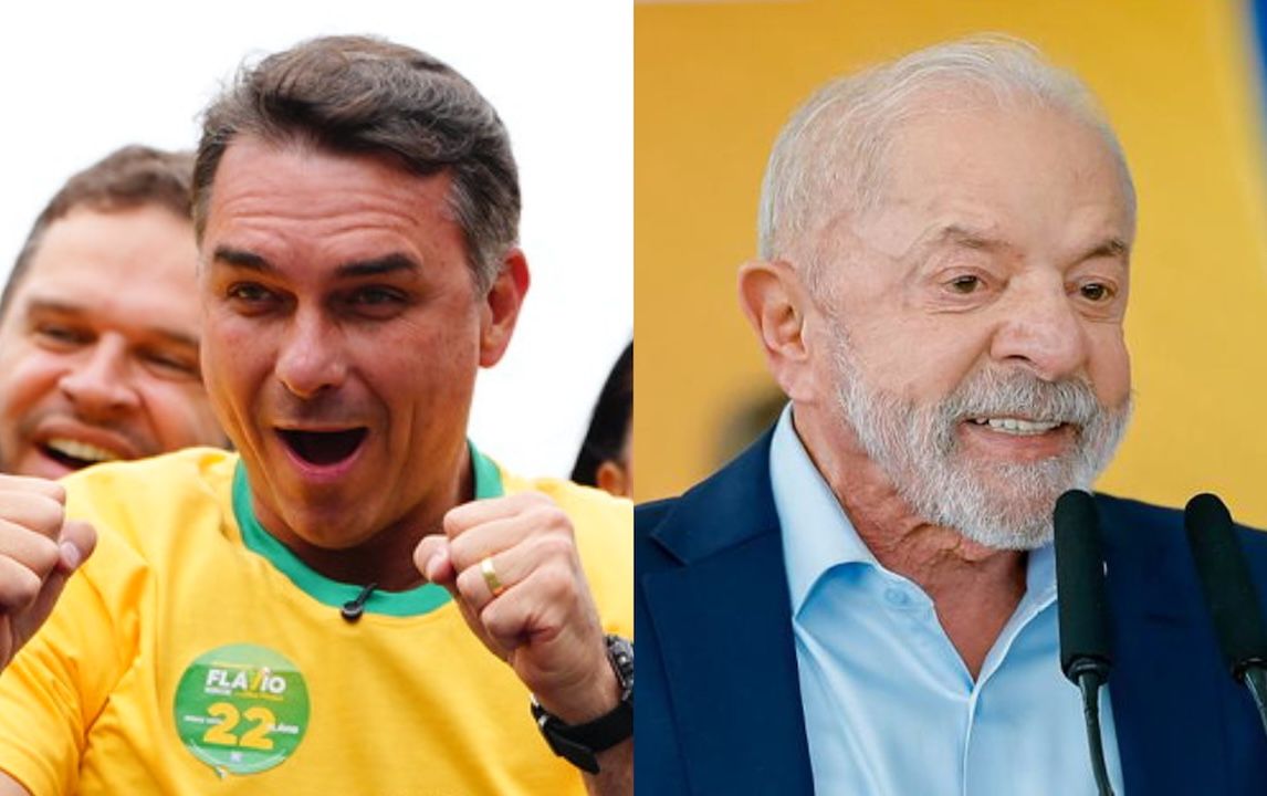 O senador Flávio Bolsonaro e o presidente Luiz Inácio Lula da Silva