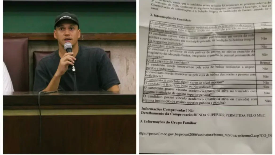 Um estudante perdeu a bolsa integral do Prouni após a universidade considerar movimentações da conta da mãe em plataformas de apostas online como renda familiar. 