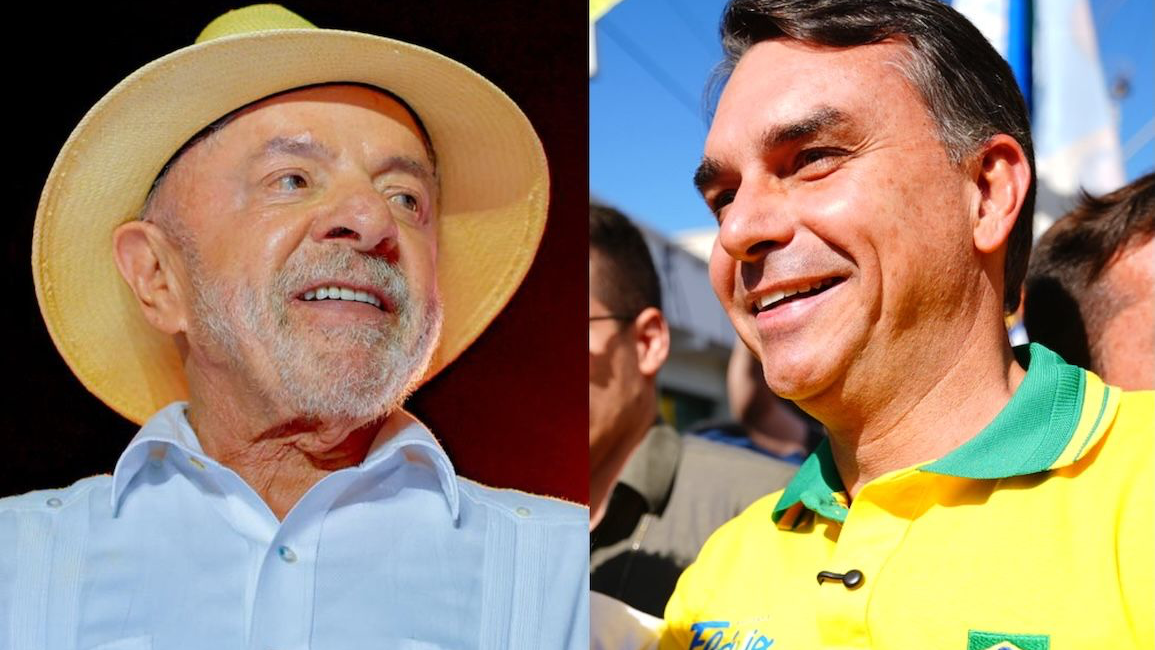 Lula (PT) e Flávio Bolsonaro (PL) em atos de campanha | Ricardo Stuckert/Flickr – Vittor Sales/Flickr