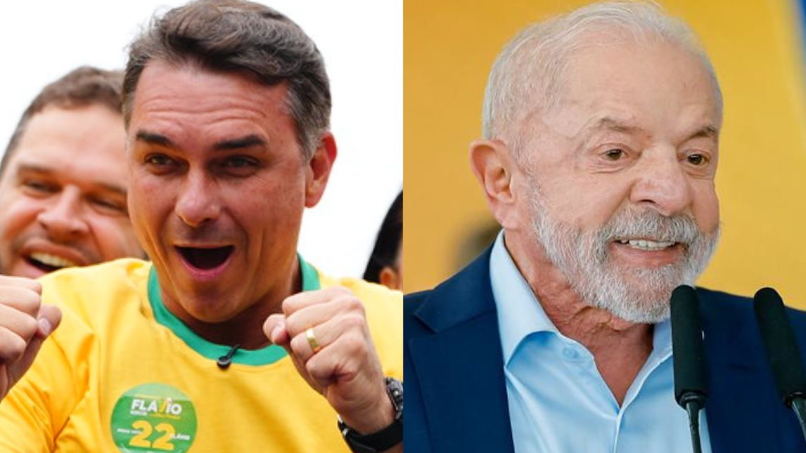 O senador Flávio Bolsonaro e o presidente Luiz Inácio Lula da Silva